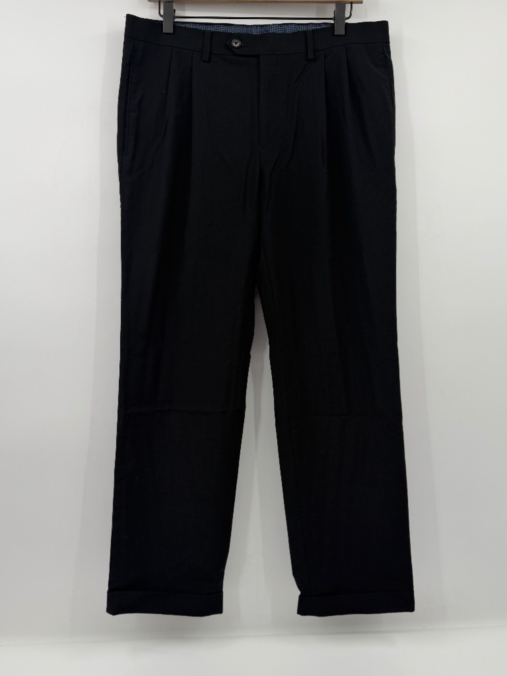 Lauren Ralph Lauren Dress Pants Men 34Wx30L Black Pleated High Performance Wool